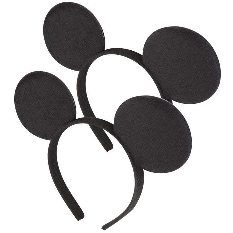 Charmory 2 Pcs Mouse Ears Headbands for Women Men Teen, Mouse Ears Bows Headbands for Princess Decoration Cosplay Birthday Christmas Party (Black x2) - Image 1